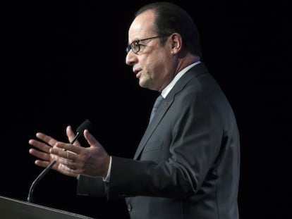 O presidente Hollande, no Instituto do Mundo Árabe.