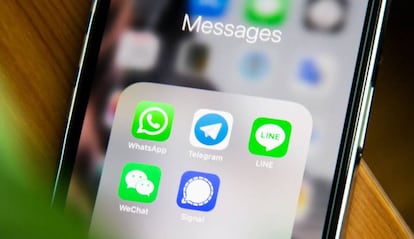 Telegram junto a otras 'apps' de mensajería.