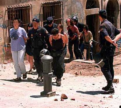 <i>Okupas</i> detenidos tras los enfrentamientos del pasado martes en Gràcia.