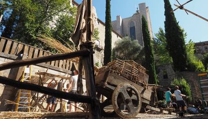 Preparativos para el rodaje de &#039;Juego de Tronos&#039; en el barrio viejo de Girona, en agosto del pasado a&ntilde;o. 