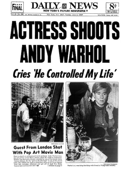 La portada del Daily News que contaba que Warhol había sido disparado.