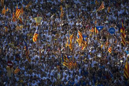 Manifestación por el día Nacional de Cataluña (Diada), el 11 de septiembre de 2016, en Barcelona.