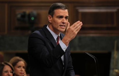 Pedro Sanchez en el primer día del debate de investidura