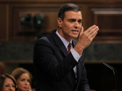 Pedro Sanchez en el primer día del debate de investidura