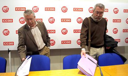 Rueda de prensa de Fernández Toxo y de Candido Méndez., el 7 de febrero de 2009.