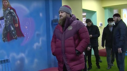 Captura de vídeo. Ramzán Kadírov en la inauguración de un centro infantil en la ciudad chechena de Kurchalov, este lunes.