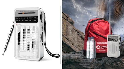 kit superviencia ue: radio a pilas para sintonizar onda AM y FM.