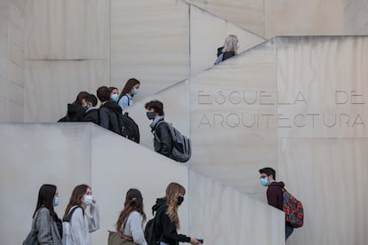 Estudiantes en la Universidad Politécnica de Valencia, el curso pasado.