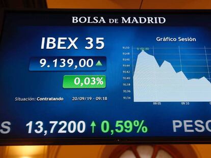 Imagen de la Bolsa española el pasado 20 de septiembre.