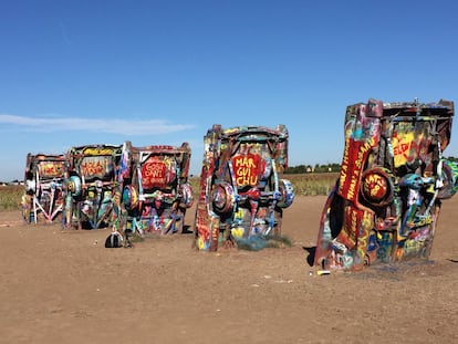 Cadillac Ranch, a stop on Route 66 on the Texas stretch.