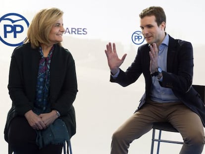 La ministra de Empleo y Seguridad Social, F&aacute;tima B&aacute;&ntilde;ez  y el vicesecretario de Comunicaci&oacute;n del PP, Pablo Casado.