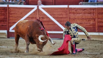 Sánchez Vara, en la faena de muleta al tercero de la tarde.