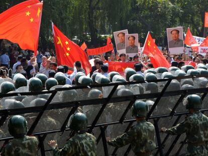 Protesta contra la Embajada de Japón en Pekín.