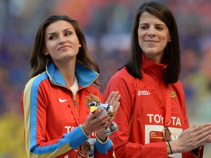 Chicherova y Beitia en el Mundial de Atletismo en Mosc&uacute;.