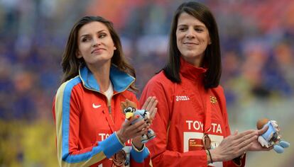 Chicherova y Beitia en el Mundial de Atletismo en Mosc&uacute;.