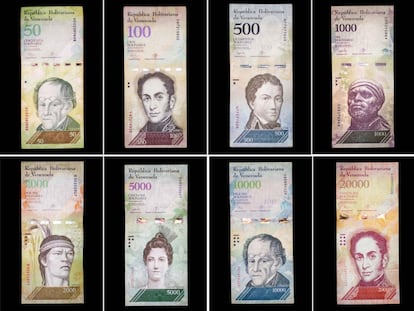 El nuevo cono monetario está integrado por monedas de 0,5 y 1 bolívar y billetes de 2, 5, 10, 20, 50, 100, 200 y 500 bolívares. Los nuevos billetes reemplazarán a los que entraron en circulación a finales de 2016, que escasean puesto que su impresión va más lenta que la inflación. Los retrasos en la salida a las calles del cono actual derivaron en protestas, con cuatro muertos y cientos de comercios saqueados en diciembre de 2016.