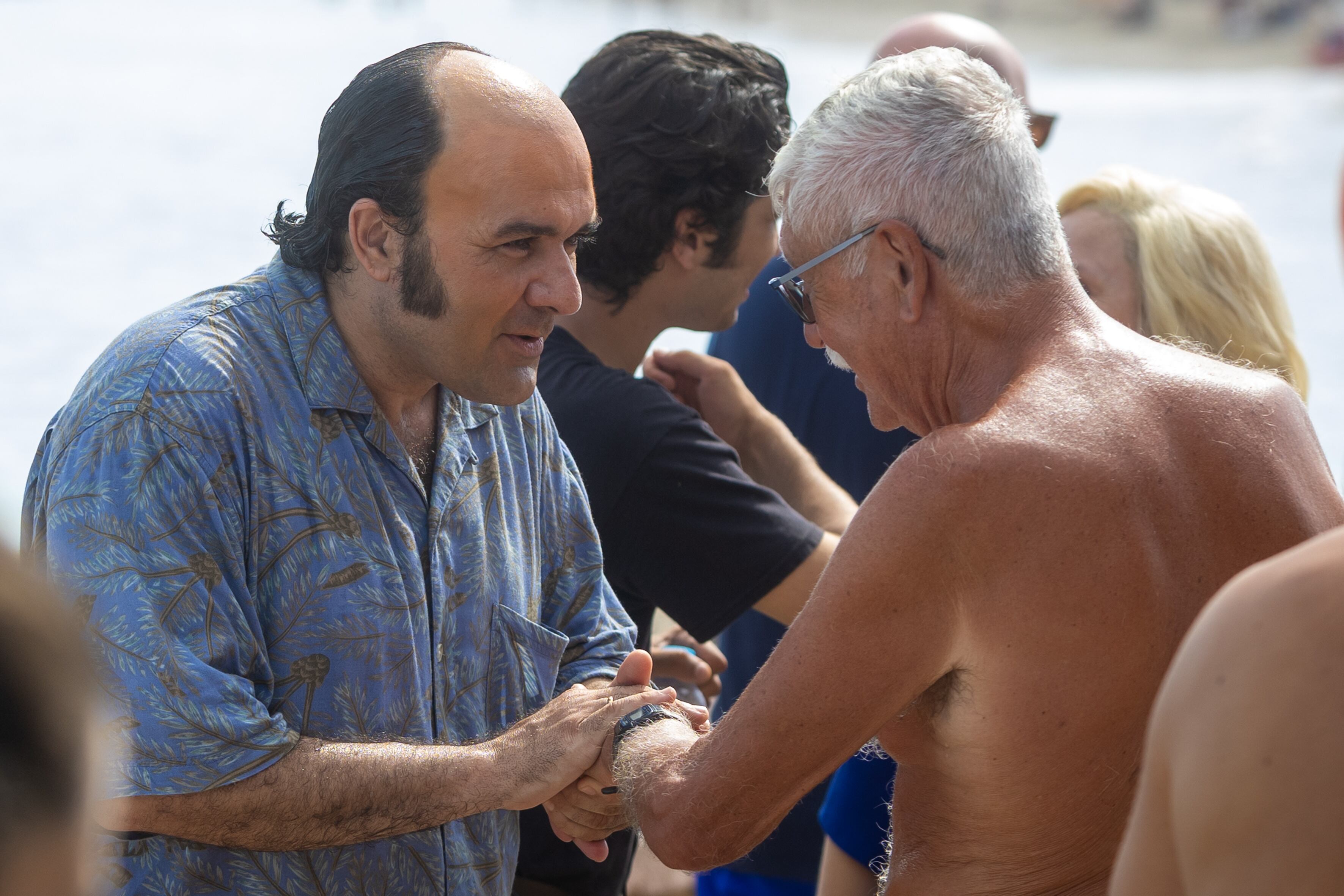 Alfonso Sánchez como Chiquito de la Calzada, en el rodaje en Torremolinos de la serie sobre el humorista.