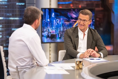 Pablo Motos y Alberto Núñez Feijóo, este miércoles en 'El hormiguero'.