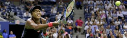 Naomi Osaka, durante el partido de semifinales contra Keys.