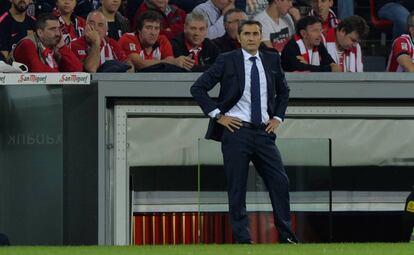 Valverde, durante el Athletic-Barça.