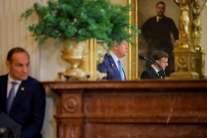 Donald Trump y Emmanuel Macron, durante la rueda de prensa en la Casa Blanca.
