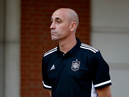 Luis Rubiales, el martes en la recepción a la selección española en La Moncloa.