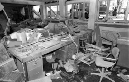El estudio de Radio Libre Europa en Munich (Alemania) tras el atentado, en 1981