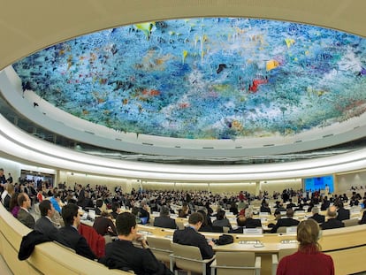 La Sala de Derechos Humanos de la ONU en Ginebra, en una imagen de archivo.