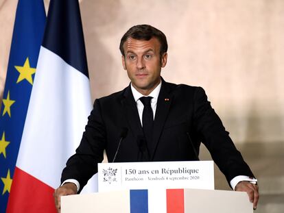 Emmanuel Macron, en París el 4 de septiembre en la celebración del 150 aniversario de la proclamación de la República.