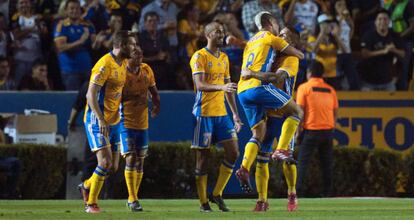 La celebración de los goles de Tigres