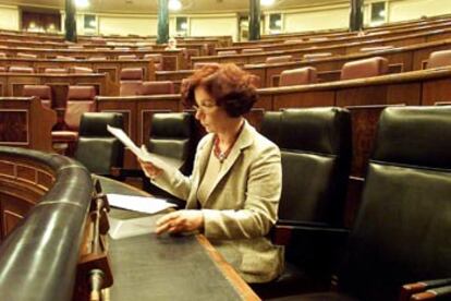 La ministra de Asuntos Exteriores, Ana Palacio, ayer en el Congreso de los Diputados.