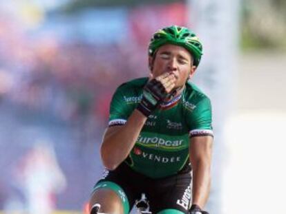 Voeckler celebra la victoria de etapa