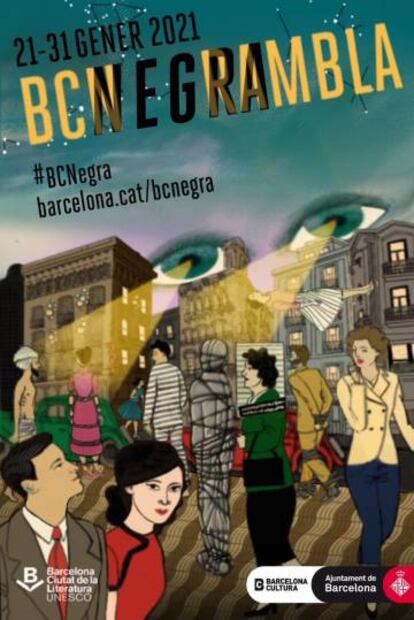Cartell del festival BCNegra del 2021, obra de José Luis Merino.