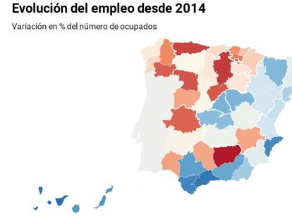 Seis provincias acaparan la creación de empleo desde lo peor de la crisis