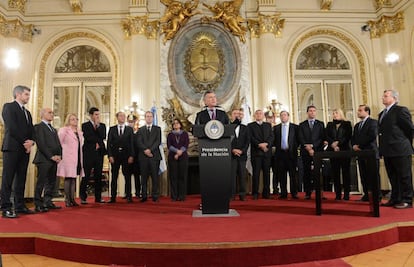 Mauricio Macri faz anúncio na Casa Rosada.