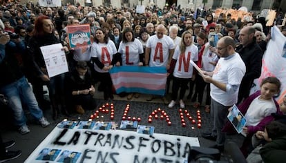 A demonstration against transphobia held in memory of Alan.