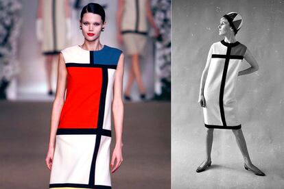 Inspirada en el pintor abstracto homónimo, la línea Mondrian que presentó Yves Saint Laurent en 1965 probablemente sea una de las más icónicas de la Alta Costura.