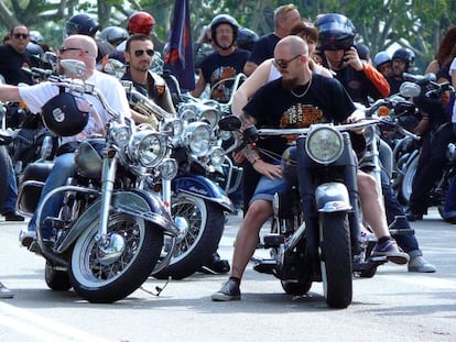 Aficionados de Harley Davidson durante la concentraci&oacute;n &#039;Harley Days&#039; de Barcelona en 2011.