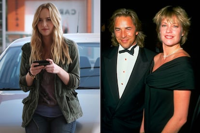 Quién es: Dakota Johnson

	Hija de... Melanie Griffith y Don Johnson

	Qué hace: Actriz. Tuvo su serie (Ben and Kate) y tras pequeños papeles en taquillazos como La Red Social o Infiltrados en clase, Johnson dará el pelotazo el próximo 14 de febrero, cuando se estrene la adaptación de Cincuenta Sombras de Grey en la que interpreta a su protagonista, Anastasia Steele.