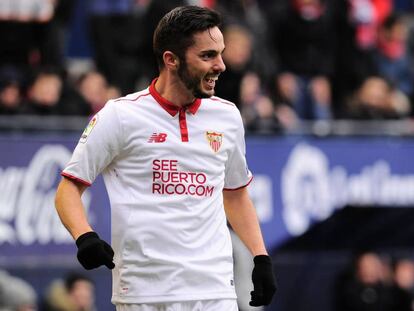 Sarabia celebra su gol a Osasuna. 