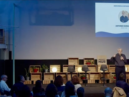 Antonio González, CEO de Impact Hub, durante la presentación de Futuros globales, impactos locales, en un acto celebrado en la sede de Impact Hub Madrid, en una captura de vídeo