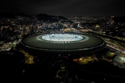 View of the Maracana stadium a day ahead of the Copa Libertadores championship match between Argentina's Boca Juniors and Brazil's Fluminense, in Rio de Janeiro, Brazil, Friday, Nov. 3, 2023.