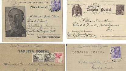 Algunas de las postales que Fernando Hernández enviaba a su familia durante su cautiverio en las prisiones de Burgos y Jaén.