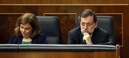 Santamaría y Rajoy, este miércoles en el Congreso.