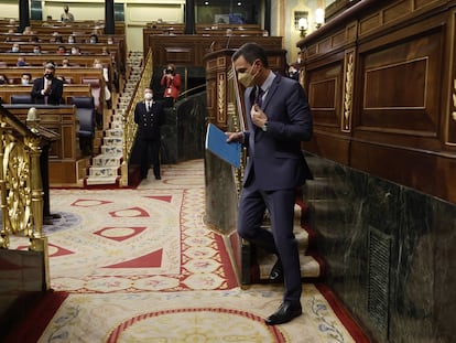 El presidente del Gobierno, Pedro Sánchez, el pasado miércoles en el Congreso de los Diputados.