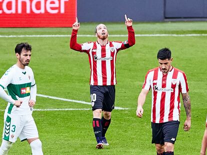 Muniain celebra el gol del triunfo del Athletic