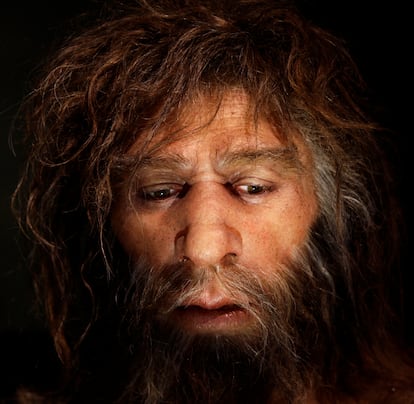 Un neandertal según la interpretación del Museo Neandertal de Krapina (Croacia).