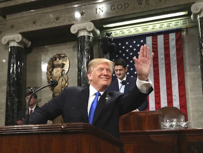 Donald Trump, a su llegada al Capitolio de Washington.