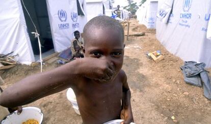 Un niño en un campamento de la República Democrática del Congo.