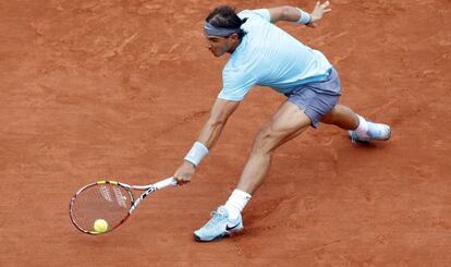 Nadal, durante su partido con Ginepri. 